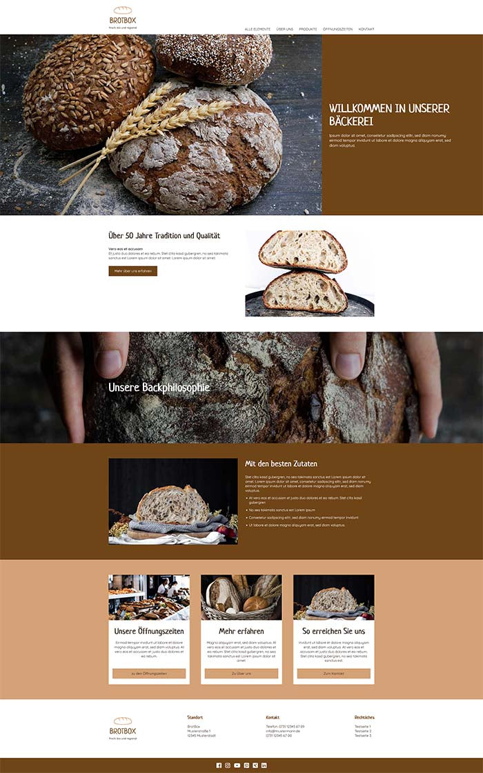 Website Template für Bäckereien  "Altair"