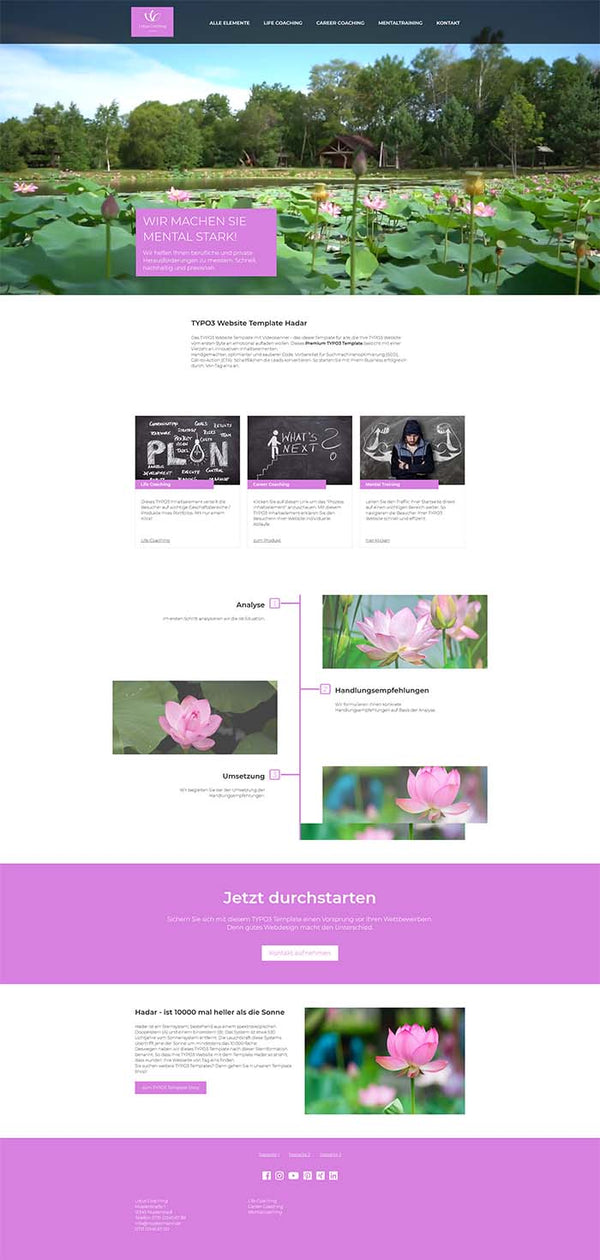 Website Template für Coaches mit TYPO3 "Hadar"