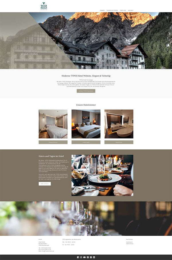 Website Template für Hotels mit TYPO3 "Sirius"